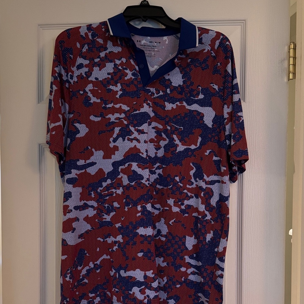 Under Armour Men's Polo in Red & Blue Camo